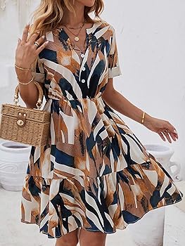 TOOSIS Summer Dresses for Women 2024 Short Sleeve Allover